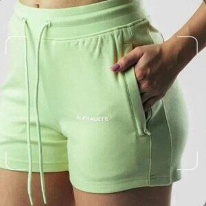 Alphalete Essential Core Shorts Light Green Frozen Spring XS & S Stretchy Comfy
